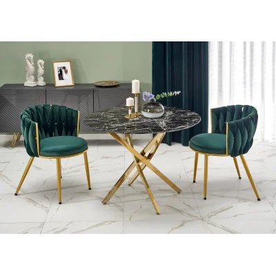 ROUND TABLE RAYMOND 2, TOP - BLACK MARBLE, LEGS - GOLD